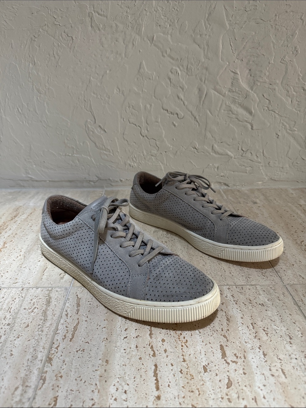 Steve Madden Men's Casual Perforated Suede Sneakers in Gray